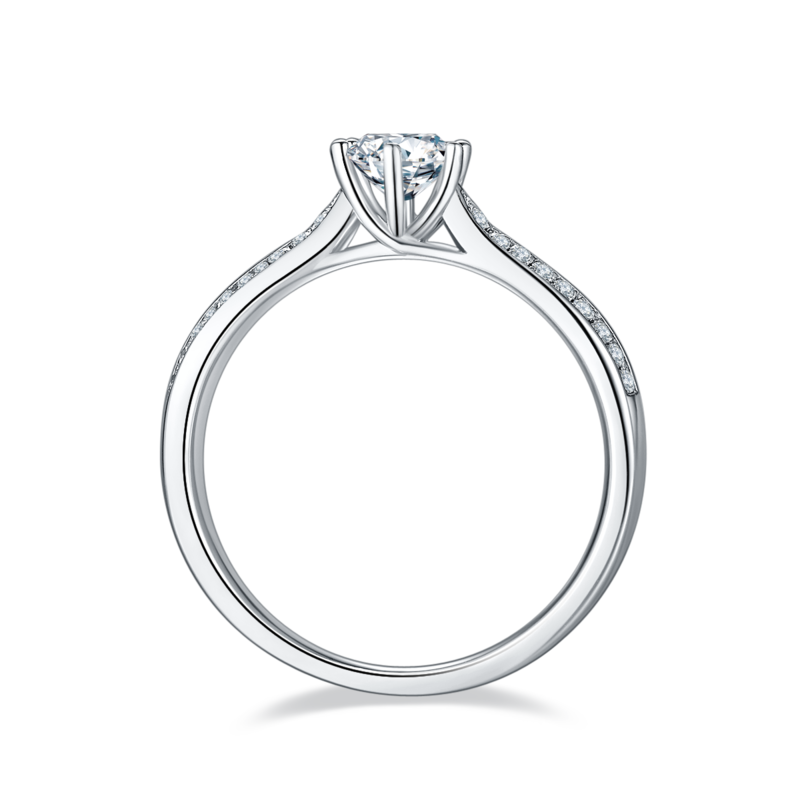 豪镶星光皇后S925银镀白金MoissaniteWomen's Ring50分D级